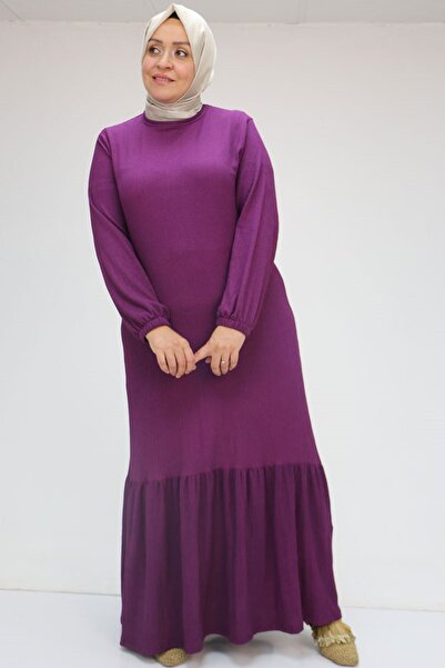 Eslina 32024 Plus Size Ruffled Wrap Dress - Plum