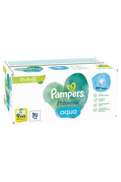Prima Pampers Aqua Pure Baby Wet Wipes 9x48 Pieces