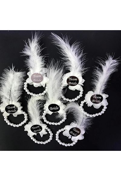 NLB TİCARET Pearl Bridesmaid Bracelet Silver Color Plexiglass White Otrishi 10 Pieces