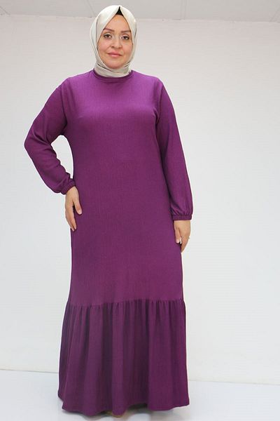 Eslina 32024 Plus Size Ruffled Wrap Dress - Plum