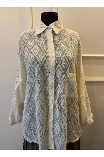 aura studio İthal Taş Detaylı Püsküllü Gömlek