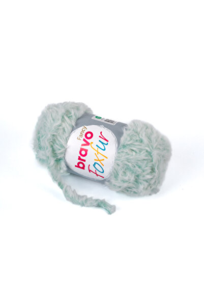 Bravo خيوط فرو 100 جرام 50 متر (رمز اللون: 83) أخضر نعناعي أبيض ميلانج