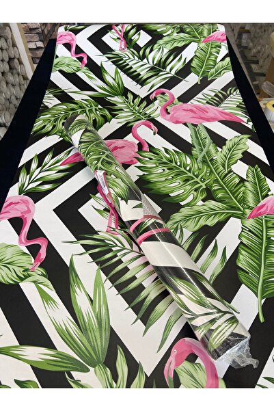 KOÇ YAPI DEKOR Tutkal Hediye 5.30m2 3d Tropikal Flamingo Desen Silinebilir Du...