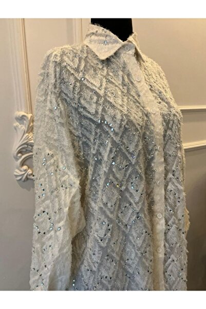 aura studio İthal Taş Detaylı Püsküllü Gömlek