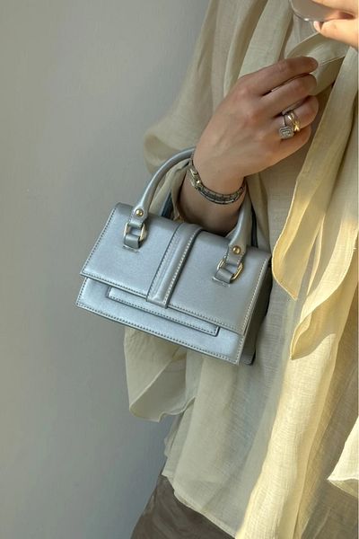 LEONAS Multi-Eye Stylish Women's Hand and Shoulder Bag Tarnel Silver