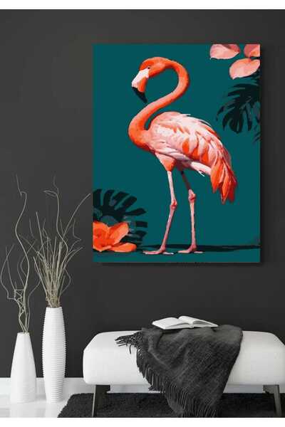 Lamba Cini Sayılarla Boyama Kasnaklı Tablo Seti Fırça Boya Dahil 40x50 Devekuşu