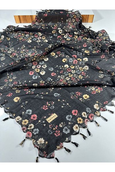 Eripek Scris din bumbac cu mărgele dezasamblate - 05414 95 X 95 Negru - Gri 20