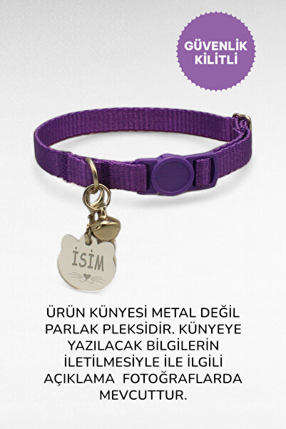 CARAMELOS İSİMLİ KEDİ TASMASI KEDİ İSİMLİK KİŞİYE ÖZEL-GÜVENLİK KİLİTLİ- EKO ...