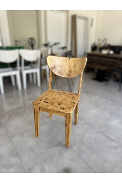 Store Ahşap masif panel vernikli yakma standart boy sandalye