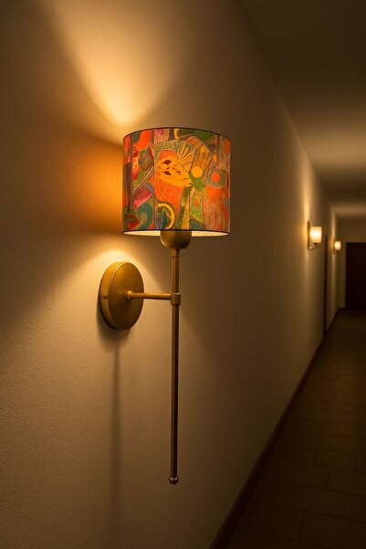 retro home design Eskitme Pilli Aplik Baskı Kumaş Abajur Tak Çalıştır Aplik Salon Yatak Odası