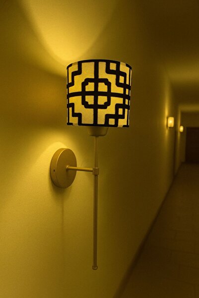 retro home design Eskitme Pilli Aplik Baskı Kumaş Abajur Tak Çalıştır Aplik Salon Yatak Odası
