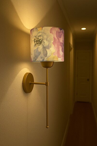 retro home design Pilli Aplik Baskı Kumaş Abajur Tak Çalıştır Aplik Salon Yatak Odası