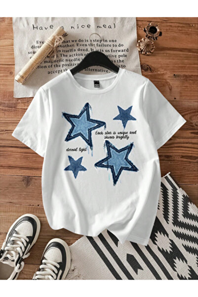 Framgan Γυναικεία/Ανδρικά T-shirts STAR με ιδιαίτερη στάμπα, καθημερινά, κοντ...