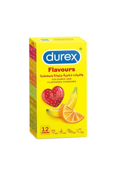 Durex Coloured And Flavoured Condoms For Men Strawberry, Banana, Orange Apple 12 Pieces