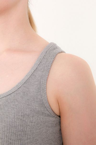 GRİMALDİ Women's Ribbed Look Thick Strap Basic Gray Undershirt