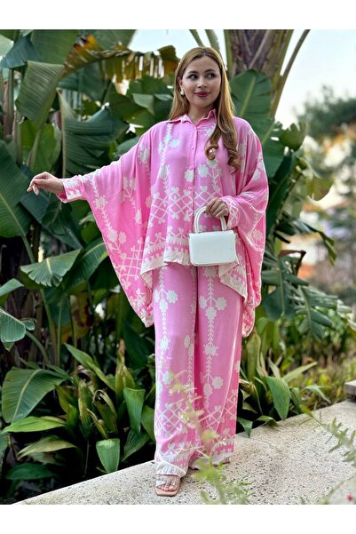 Castivo Fashion Patterned Casual Shirt and Wide Leg Pants 2-Piece Set