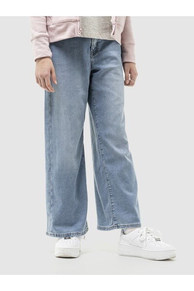 GAP Kız Çocuk Açık Mavi High Rise Supersoft Wide-Leg Jean Pantolon