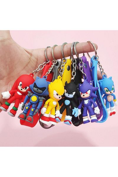 Wolawood Hedgehog Sonic Keychain Set of 6 Special Game Character Figure Bag Ornament Trinket Accessory Gift Set