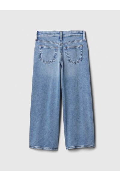 GAP Kız Çocuk Açık Mavi High Rise Supersoft Wide-Leg Jean Pantolon
