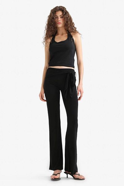 DeFacto Flare Fit Normal Waist Standard Size Black Trousers F8196Ax25Sm