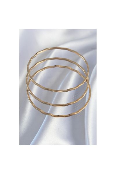 Skygo 316L Steel Gold Color Wavy Model Bracelet Set - Tj-Bb6177