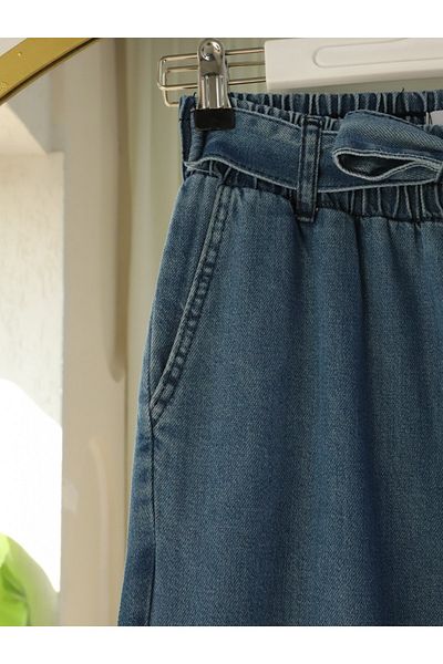 Modamorfo Τζιν παντελόνι με ζώνη μέσης και ελαστική τσέπη - Navy