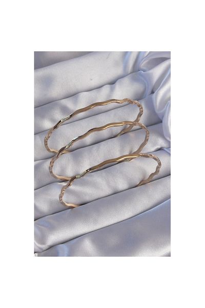 Skygo 316L Steel Gold Color Wavy Model Bracelet Set - Tj-Bb6177