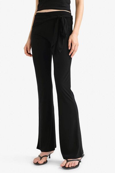 DeFacto Flare Fit Normal Waist Standard Size Black Trousers F8196Ax25Sm