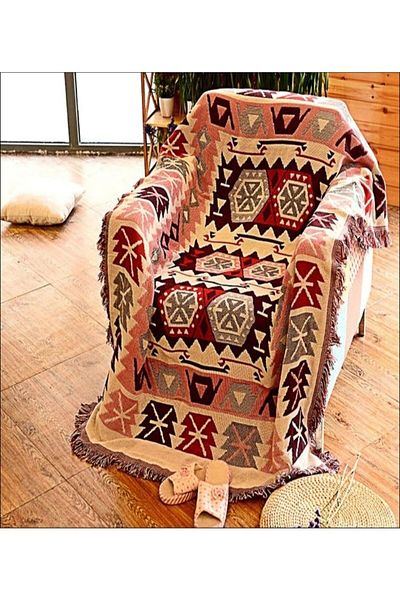 Generic Plaid Pattern Dust Proof Double Sided Sofa Towel Slipcover Multicolour 130 x 180cm