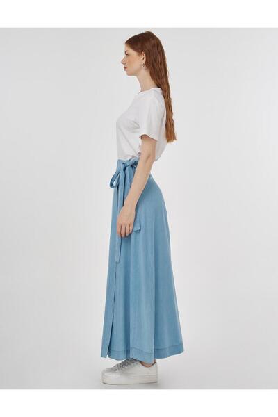 KYR Lyocell Αναδιπλώμενη Φούστα Παγωμένο Μπλε