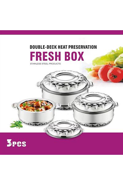 sharpdo 3-Piece Double-Layer Stainless Steel Cookware Set, Thickened Set with Large Capacity 2l/3l/5l