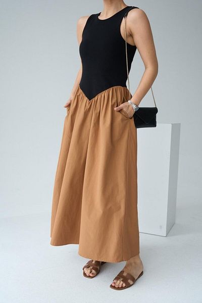 COjans Two Color Dress - Black-Tan