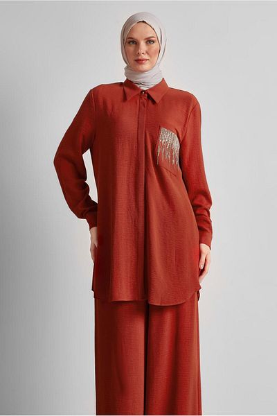 Alvina Stone Printed Pants Suit 44681