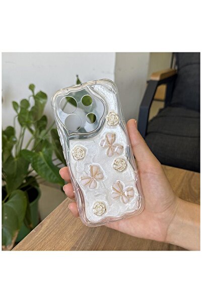 Zebana Xiaomi Redmi Note 13 4G Uyumlu Kılıf Zebana Floral Silikon Kılıf Gold