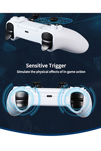 FlashHawk Bluetooth Wireless Game Controller with Macro Programming, Dual Vibration and Six-axis
