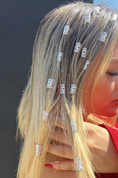 TAYEM Set de 30 cercei de păr de culoare argintie, accesoriu de păr împletit