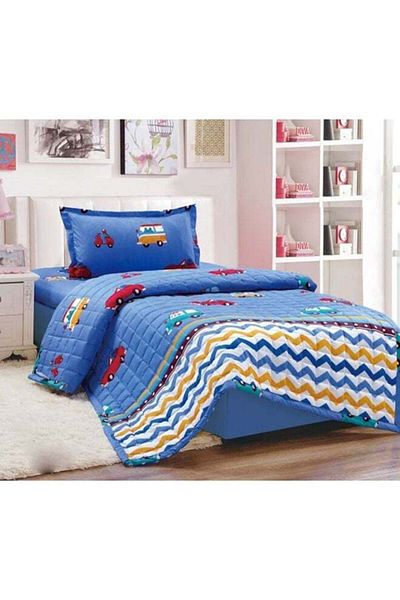 Moon Compressed Comforter Set - King Size, 3-Piece, Microfiber, Blue