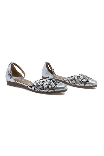 Caspiansea Women's ballet flats, Caspian, Cas-182, casual, genuine leather, silver, 40