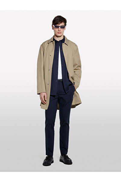 Sisley Men's Dark Navy Blue Stretch Cotton Regular Fit Shirt