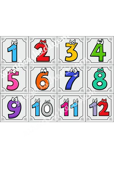 sıradışıhediyem Pre-School or School Cabinet Number Table Number Metal Sheet 1 to 12E 5X5 cm Back Double T.