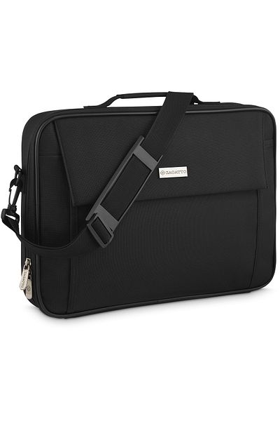 zagatto Geantă laptop 15.6”, neagră, impermeabilă, 40x30x6 cm, curea troler, căptușită, business, ZG639