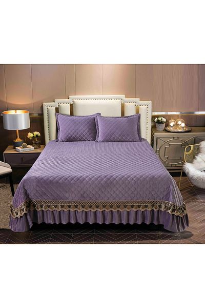 CHIRASO CHIRASO Bedspread Set, VELVET, 3 Pieces, 220x240+27 cm, 2 Pillowcases 50x70+5 cm, purple