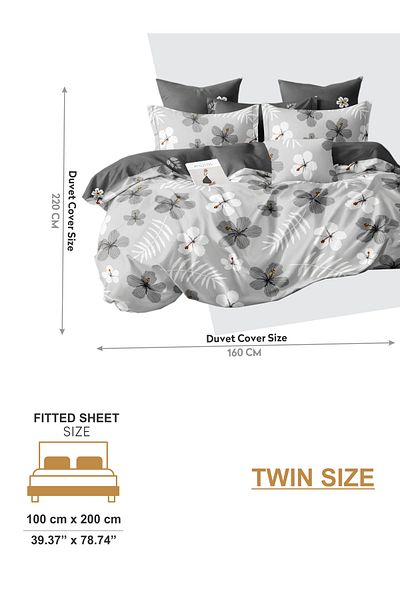 Donetella 4-Piece Printed Duvet Cover Set, Single Size 160x220cm, Microfiber, (Whitout Filler).