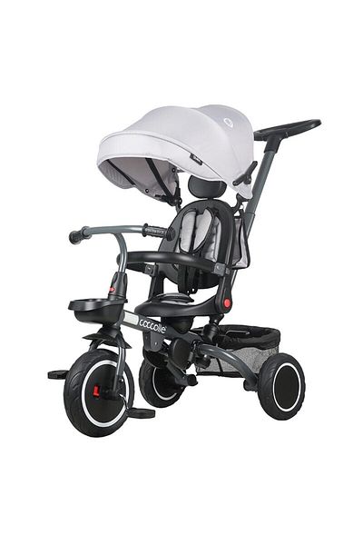Coccolle Coccolle Venti Multifunctional Folding Tricycle, Rubber Wheels, Adjustable Handle, Swivel Seat, Po