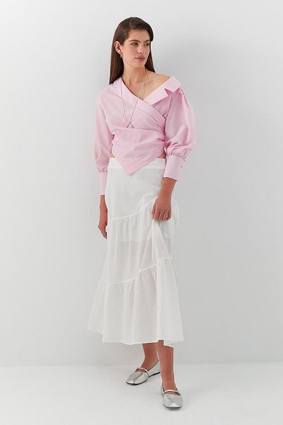 MARKALİSTE Cross Tie Double Sleeve Shirt Pink