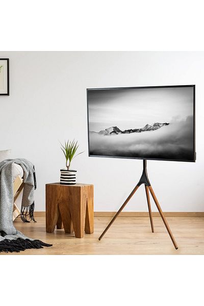 FlashHawk Modern Easel TV Stand with Tripod Base for 45-65 inch LED LCD OLED TV, 180°Swivel Portable