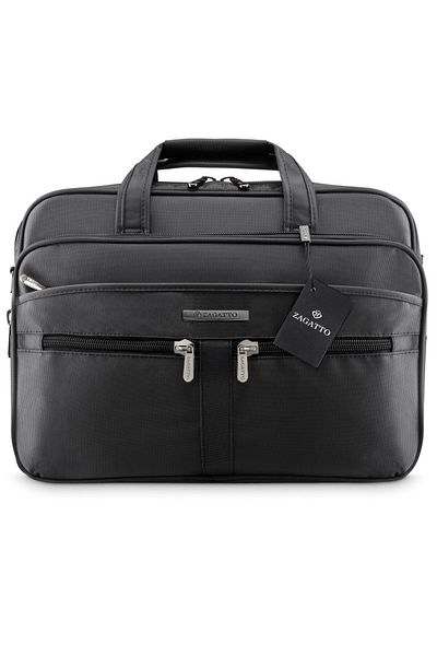 zagatto Black laptop bag 15.6”, 2 compartments, thick shock foam, trolley sleeve, multifunctional, ZG102