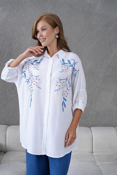 BURRASCA Embroidered Oversize Linen Shirt