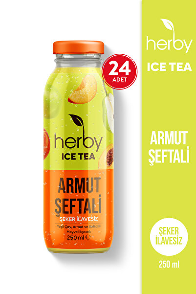 Herby Ice Tea Armut Şeftali Soğuk Çay Şeker İlavesiz 250 ml x 24