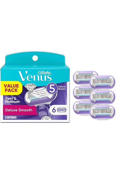 Gillette Venus Deluxe Smooth Swirl Women's Razor Refill Set, 6 pcs